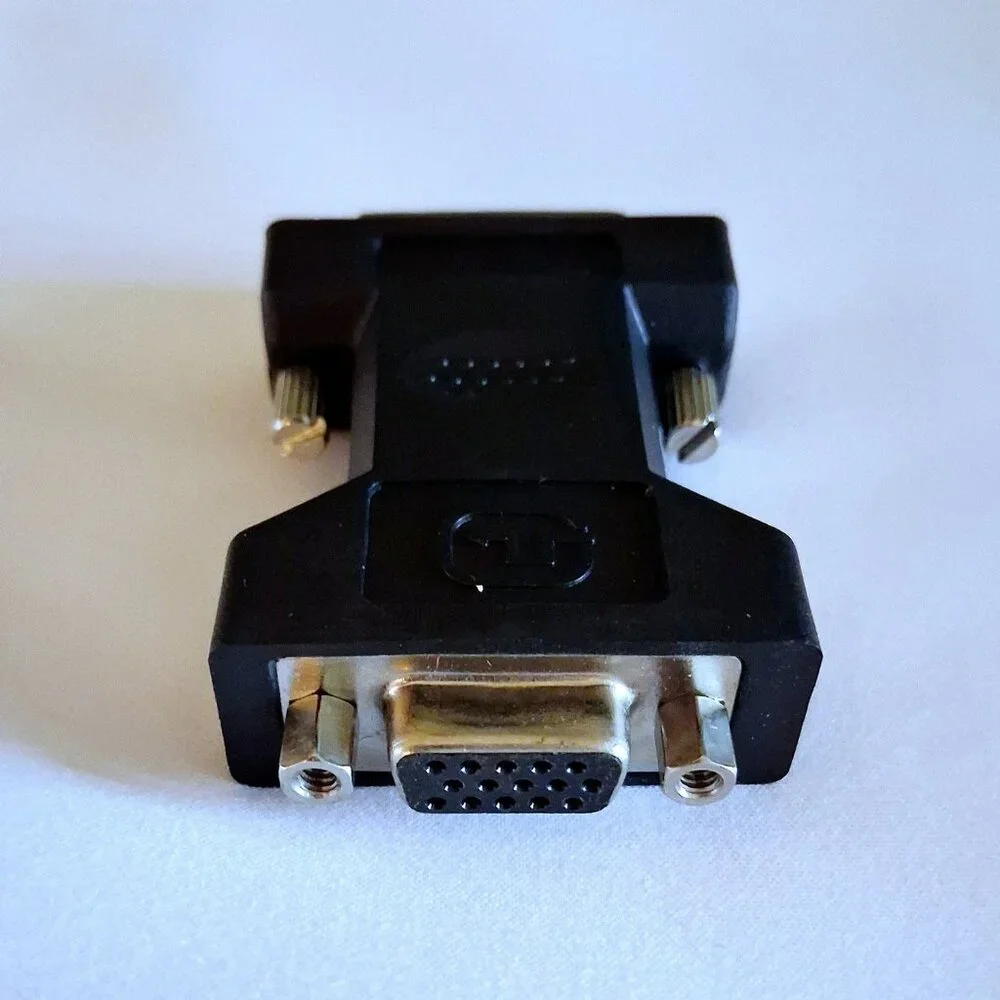 Lot of 3 Electronics: Speakers, Webcam, And DVI-A to VGA Adapter.
